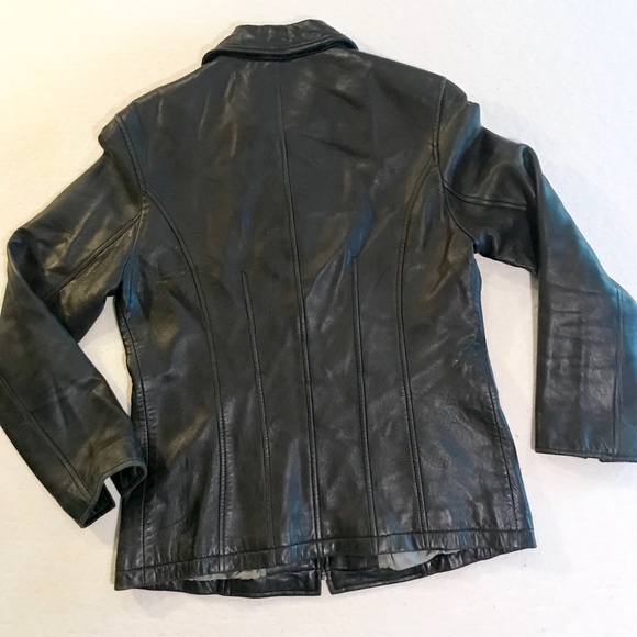 Black leather women’s vintage Gallery coat - Picture 6 of 7
